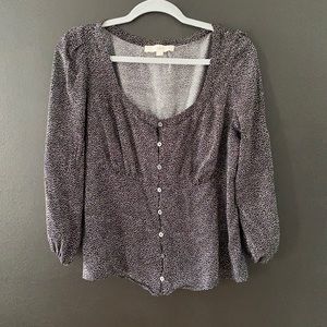 Black and White Scoop Neck Blouse